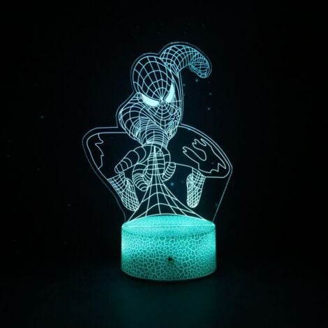 HYY AR Luce notturna 3D per supereroi, giocattolo Spiderman per ragazzi, luce notturna per Natale o festa di compleanno per bambini, ragazze e ragazzi (Spiderman)
