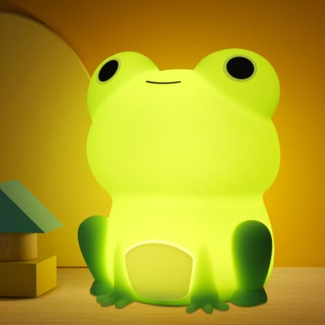 Luce notturna a forma di rana per la camera dei bambini, lampada da comodino ricaricabile e dimmerabile con controllo touch (ABS+Sil), regalo portatile per bambini, bambine e bambini.