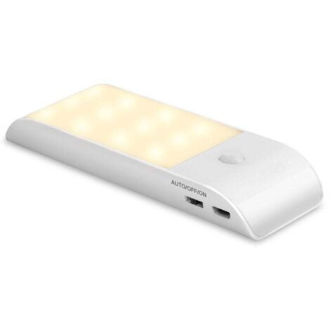Luce notturna a LED automatica, luce notturna con sensore di movimento ricaricabile tramite USB, ON/AUTO/OFF, lampada da armadio bianca naturale, magnetica, per soggiorno, camere da letto, scale, arma