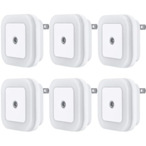 Luce notturna a LED con sensore crepuscolare intelligente, luce bianca diurna, 0,5 W, confezione da 6