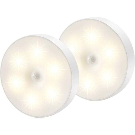 Luce notturna a LED, lampada con sensore di movimento magnetico per interni con cuscinetti adesivi gratuiti, attaccabile ovunque, sensore wireless ricaricabile tramite USB, bianco caldo, confezione da
