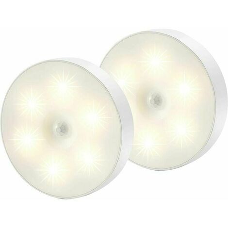 Luce Notturna a Led, Lampada Magnetica con Sensore di Movimento per Interni con Cuscinetti Adesivi Gratuiti, Attacca ovunque, Sensore Wireless Ricaricabile USB Bianco caldo Confezione da 2