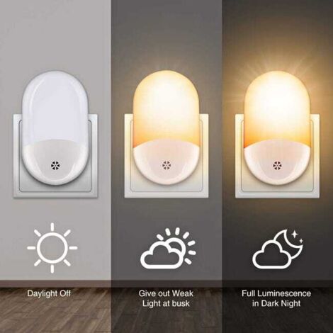 Luce notturna a LED per bambini [confezione da 2], luce notturna da parete automatica plug-and-play con sensore crepuscolare, lampada da comodino, per la cameretta del bambino