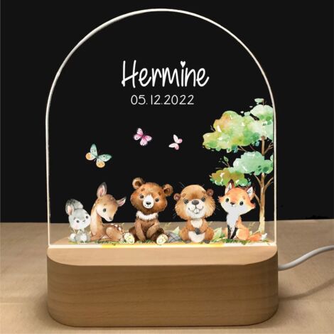 Luce notturna a LED per neonati, regalo personalizzato per baby shower, bambino, neonato, maschio, femmina, battesimo, compleanno, regalo di Natale [efficienza energetica F].