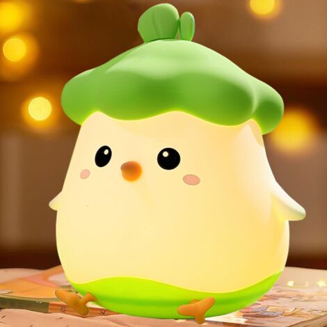 Luce notturna a LED ricaricabile per bambini - Lampada da comodino portatile dimmerabile in silicone con timer - Controllo touch - Regalo per bambine e bambini (verde)