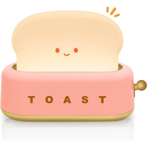 Luce notturna a LED Toast per bambini, luce notturna ricaricabile per bambini, lampada da comodino per bambini, luminosità regolabile, decorazione kawaii per camera da letto, regalo di compleanno di N
