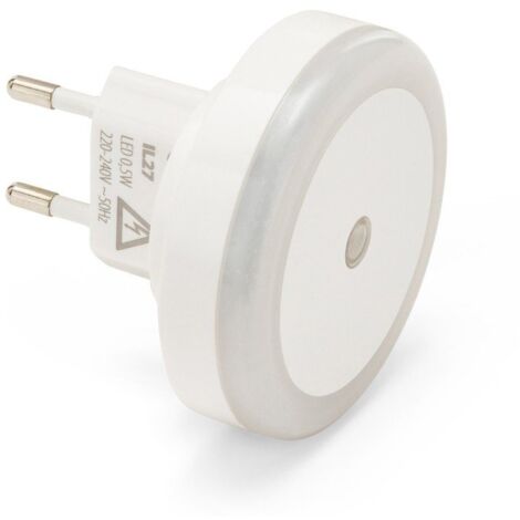 Luce notturna con interruttore crepuscolare, 0,5W, spina 10A - Velamp IL27LED.012L