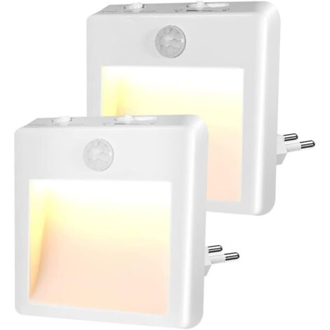 Luce notturna con presa elettrica - Luce notturna per bambini con sensore di movimento - Luminosità regolabile, luce notturna a LED (bianco caldo/freddo - regolabile), lampada notturna plug and play p