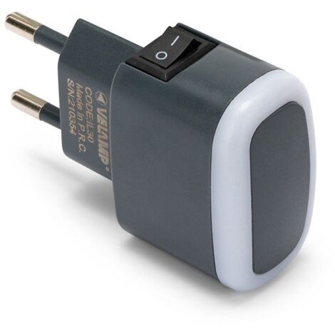 Luce notturna Froot, 0,3W, spina 10A, con interruttore, antracite - Velamp IL30