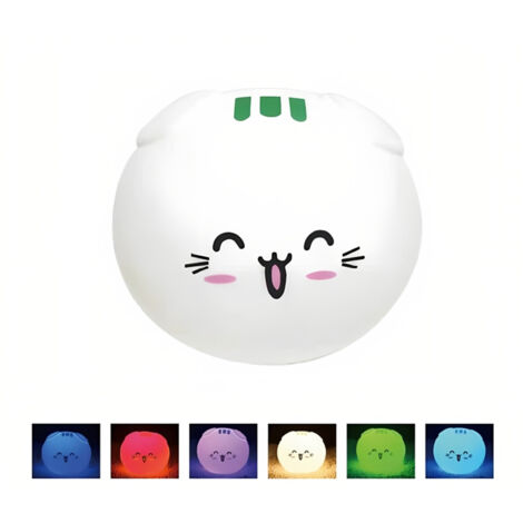 Luce Notturna LED Bambini Touch Ricaricabile USB Gatto Lampada Morbida Silicone