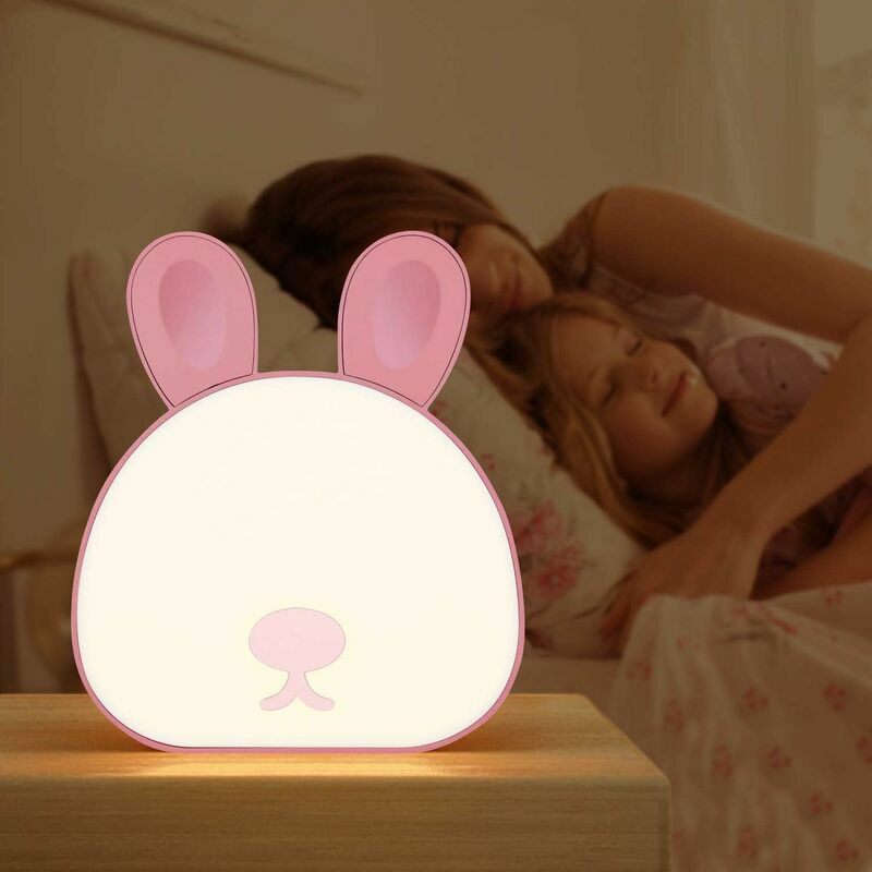 Image of Lampada da notte per camera da letto, luce notturna con luminosità regolabile in 3 colori, luce notturna portatile per bambini, controllo touch,