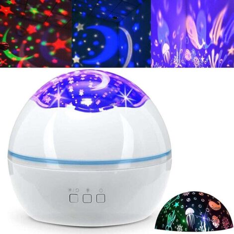 Luce Notturna per Bambini Lampada Proiettore per Luce Notturna Baby Star Rotazione a 360 Gradi 2 in 1 Proiettore per Luce Notturna Oceano Stellato 8 Colori che Cambiano Luce per Bambini Ragazzi Ragazz