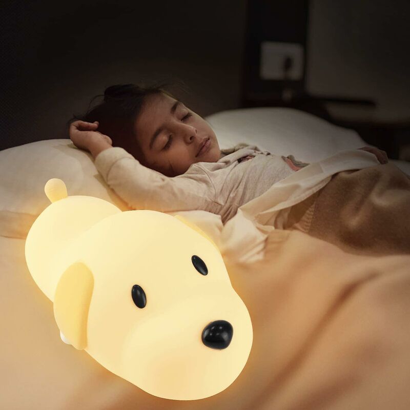 Image of Luce notturna per bambini per bambini, luce notturna in morbido silicone per cuccioli carini per cameretta dei bambini (bianca)