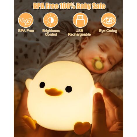 Luce notturna per bambini ricaricabile tramite USB con timer Luce notturna regolabile con timer Regalo di compleanno e Natale per bambini Neonati, Silicone [Classe energetica G]