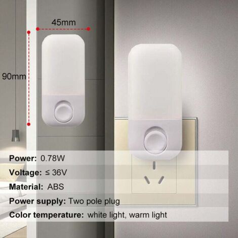 Luce notturna per neonati con sensore crepuscolare, accensione/spegnimento automatico, luce notturna per neonati con spina, luce notturna per corridoio, cucina, bianca, 0,5 W, 4,5 x 9 cm XXW