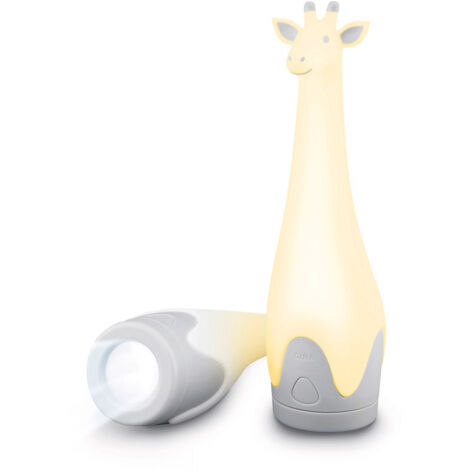 Luce Notturna Torcia Ricaricabile per Bambini 6x21 cm a Forma di Giraffa Bianco/Grigio