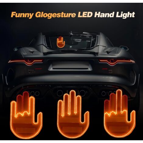 Luce per gesti delle dita con telecomando, luce per finestrini auto con cartello divertente, luce per auto con dita, accessori per auto, luce per dita alzate