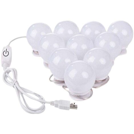 Luce per specchio, kit di luci LED dimmerabili con 10 lampadine Hollywood per specchio cosmetico da bagno con 3 colori