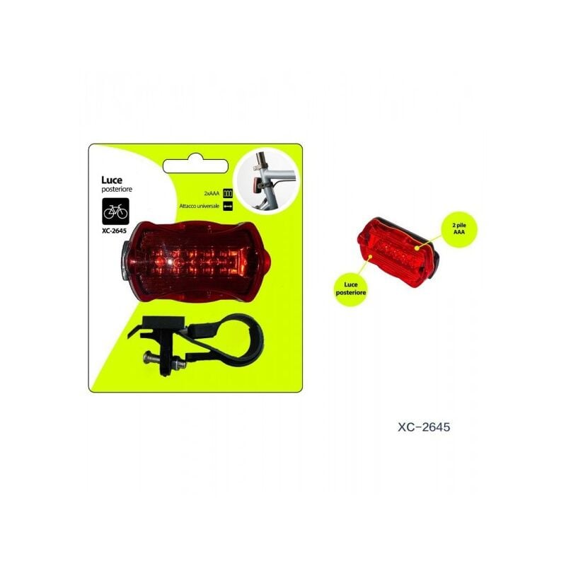 Image of Trade Shop Traesio - Trade Shop - Luce Posteriore a Batteria Fanale Per Bici Attacco Universale Con Gancio Xc-2645