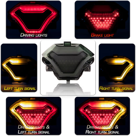 Luce posteriore a LED con indicatori di direzione per moto Yamaha - Compatibile con YZF R3, MT-07, ecc.