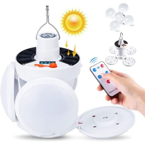 Luce solare a LED da campeggio ricaricabile tramite USB con 4 fogli di lampade pieghevoli IP65 impermeabile 5 modalità di illuminazione 45 LED Display di potenza per escursioni all'aperto Campeggio