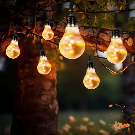 GLOBO LIGHTING Luce solare a LED stringa di lampadine a filamento lampada solare per esterni, picco a terra 2 modalità, 20x LED bianco caldo, L 380 cm