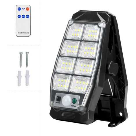 Luce solare con clip, luce con sensore per patio, luce da parete, con telecomando, impermeabile, alta luminosità, adatta per recinzioni (LED)