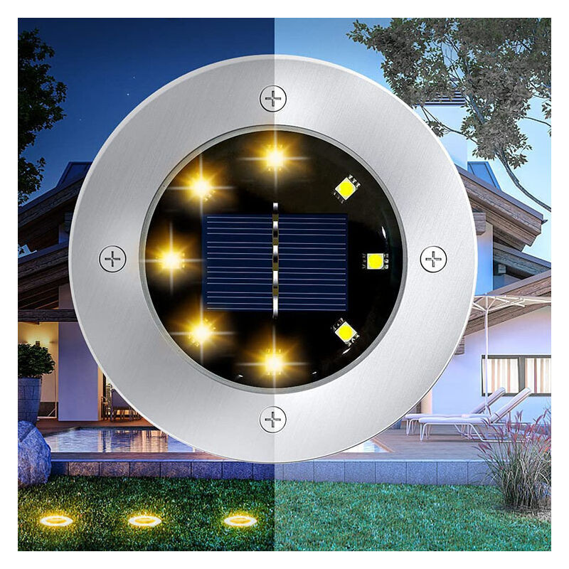 Image of Luce solare da giardino per esterni 8 led Faretto da terra Decorazione da giardino IP65 Impermeabile Prato Giardino 1 pz