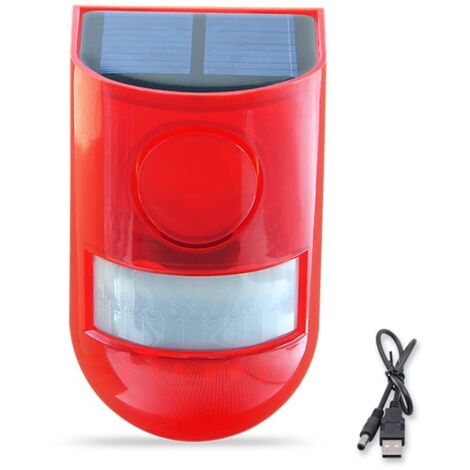 Luce solare di allarme con sensore di movimento, telecomando, luce solare di allarme impermeabile IP65, 4 modalità di funzionamento, sirena sonora da 110 dB, lampada di sicurezza per casa, fattoria, f