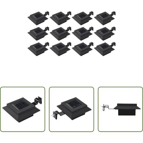 Luce solare -  Lampade Solari da Esterno 12 pz LED Quadrate 12 cm Nere