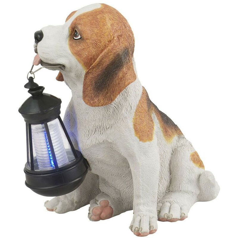 Image of Luce solare per cani da giardino lampada solare solare decorativa per esterno, beagel con lanterna, batteria ricaricabile, 1x LED, LxPxH 18x24,2x26 cm