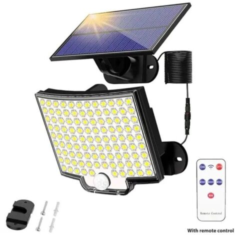 Luce solare per esterni a 106 LED con sensore di movimento, luce solare per esterni da 3000 lm, faretto solare per esterni a 3 modalità, faretto solare a LED IP65 (1 pezzo - 106 LED bianco freddo)
