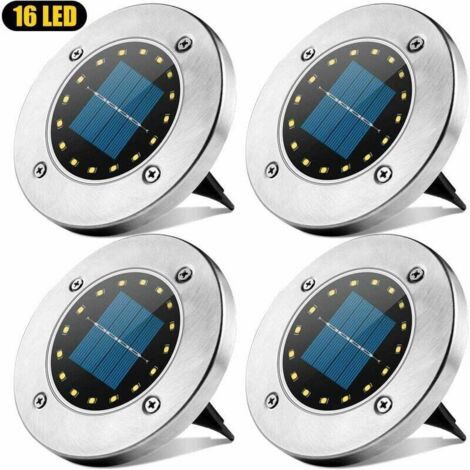 Luce solare per esterni con 16 LED - Faretto solare impermeabile IP65 per giardino, patio, cortile, prato - Confezione da 4