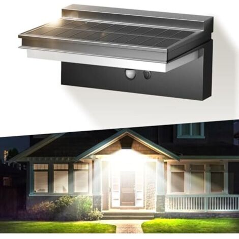 Luce solare per esterni con sensore di movimento, 4 modalità di illuminazione per giardino, garage, veranda, patio e cortile, luce bianca