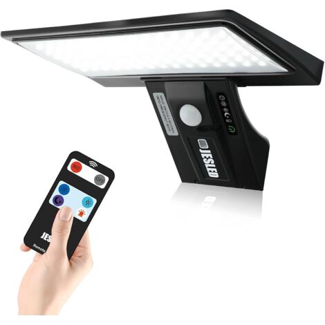 Luce solare per esterni con telecomando, sensore di movimento da 2600 mAh, luce di sicurezza solare wireless impermeabile per esterni, lampada da parete per giardino