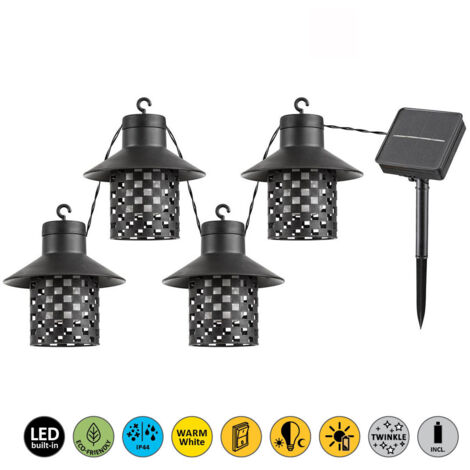 Luce solare XIMPU Plastica LED nero LED 0,1 W IP44 2700K L: 480 cm H: 13 cm Ø1 cm con sensore