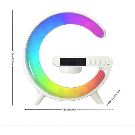 Luce sveglia - caricabatterie wireless - sveglia digitale - sveglia luminosa - lampada da tavolo - lampada LED - altoparlante Bluetooth - bianco