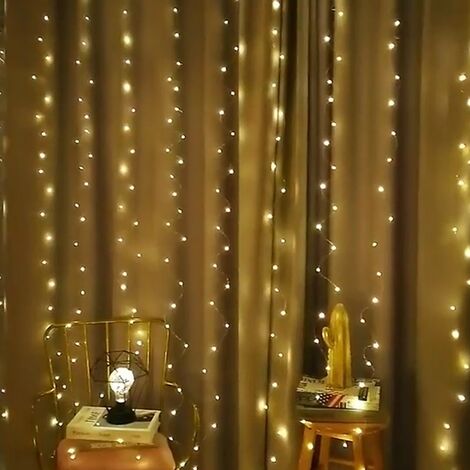 Luce Tenda luminosa con 300 led 3x3 mt pioggia cascata di natale da esterno interno bianco caldo decorazioni addobbi casa