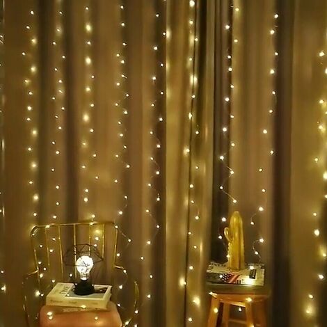 Luce Tenda luminosa stringa con 100 o 300 led 3mt illuminazione bianco caldo pioggia cascata di natale decorazioni addobbi casa - decoro: Tenda 100 led