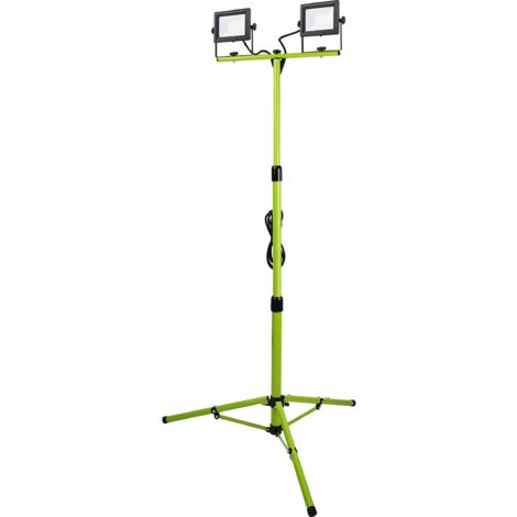 Luceco LED Slim Twin Treppiede luce da lavoro, 2 x 20-Watt con Cavo 3 Metri, 230 Volt, Nero e Verde