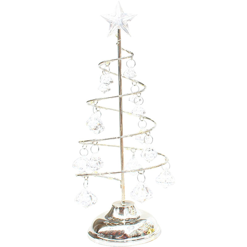 

Luces de arbol de Navidad, lampara de arbol de Navidad en espiral de metal, con lampara de mesa decorativa de cristal, Plata, L