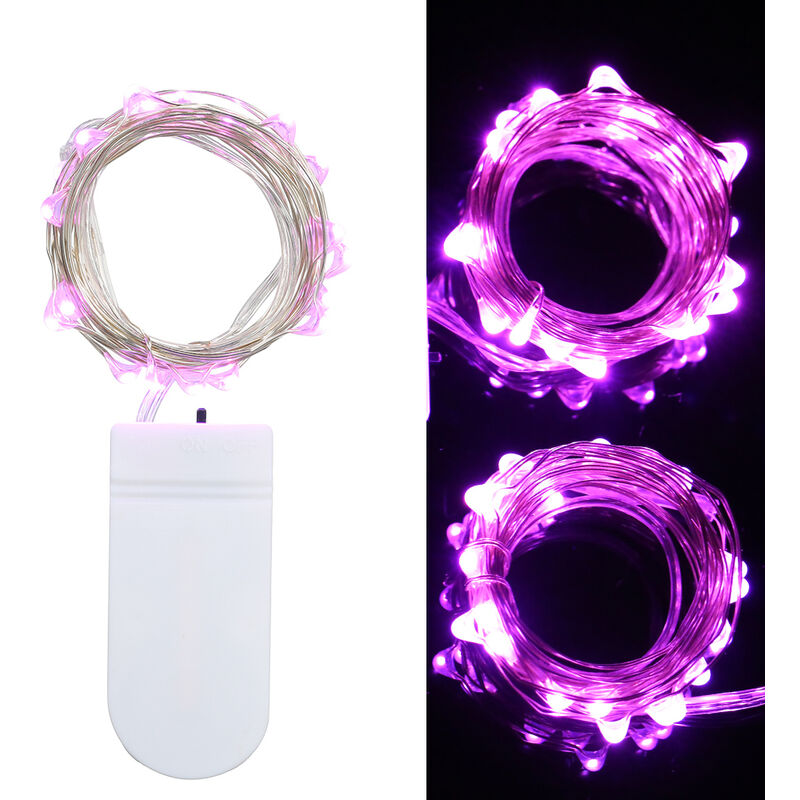 

Luces de baterias,Rosa, 1 metro 10 LED
