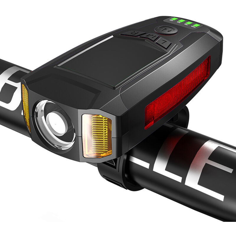 

Asupermall - Luces de bicicleta LED Faros delanteros de ciclismo con altavoz de bocina de 130dB Recargable USB 5 modos de luz para ciclismo al aire