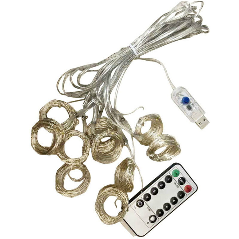 

luces de cadena de carambano de cortina led, luces de cascada USB, lampara de cortinas al aire libre,Blanco, 200LED