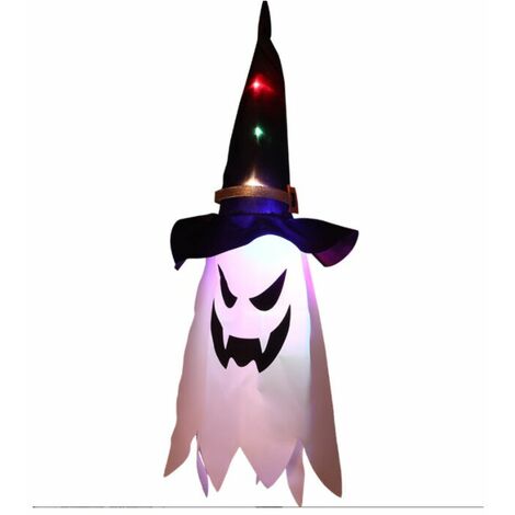 luces de cadena, luces decorativas para sombrero de mago de Halloween, lámpara colgante con forma de fantasma de Halloween, sombrero de mago, con batería, color