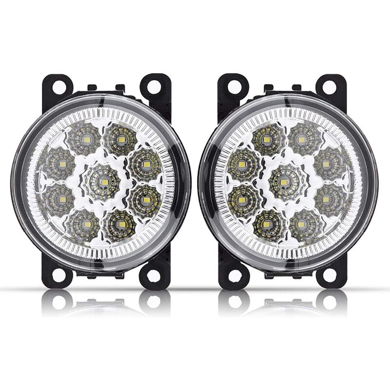 

Abcrital - Luces de circulación diurna 9 LED Luz antiniebla delantera redonda para coche Lámpara DRL Luces de circulación diurna (blanco)