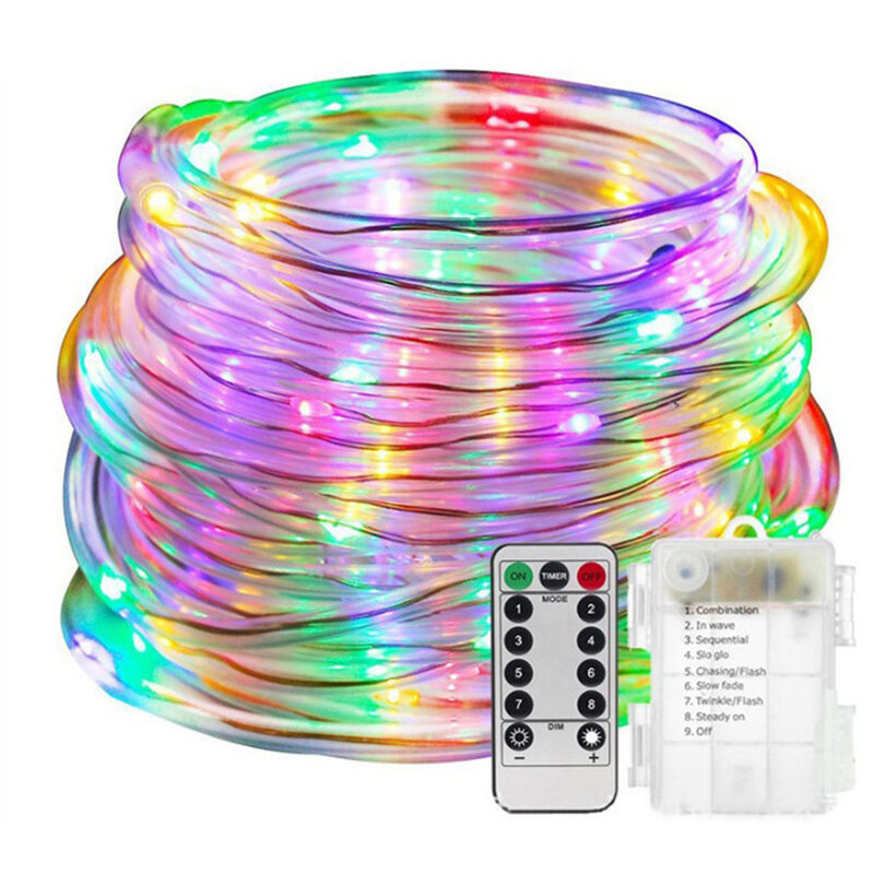 

Happyshopping - Luces de cuerda de 33 pies, con control remoto, luces de cuerda a bateria, impermeables