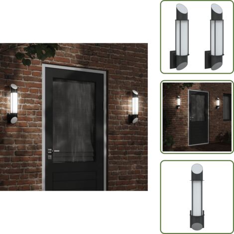 Luces de entrada - vidaXL Apliques de exterior 2 unidades acero inoxidable negro - Luces de porche