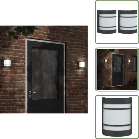 Luces de entrada - vidaXL Apliques de exterior 2 unidades acero inoxidable negro - Luces de porche