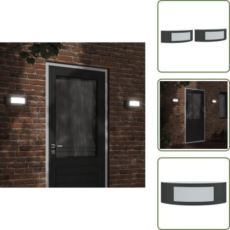 Luces de entrada - vidaXL Apliques de exterior 2 unidades acero inoxidable negro - Luces de porche